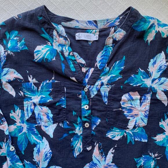 Carve Designs Dylan Gauze Shirt Stargazer Floral 100% Organic Cotton Gauze Top - Picture 6 of 10
